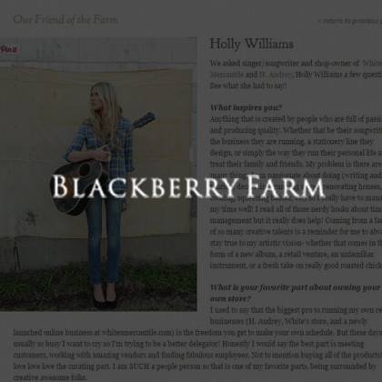 White's Mercantile is mentioned in Blackberry Farm White's Mercantile is mentioned in Blackberry Farm